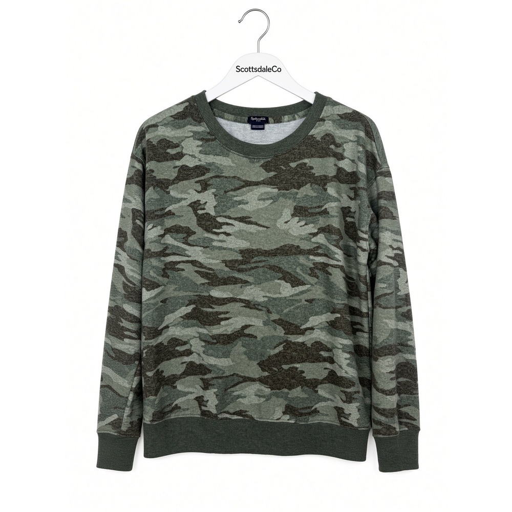 Splendid Sweatshirt Womens Small Green Camo Crewneck Relaxed Fit Pullover Soft